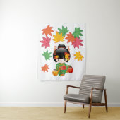 Fall Kokeshi Doll - Green Kimono Geisha Girl Wandteppich (Beispiel)