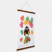 Fall Kokeshi Doll - Green Kimono Geisha Girl Wandteppich Mit Holzrahmen (Gewinkelt)