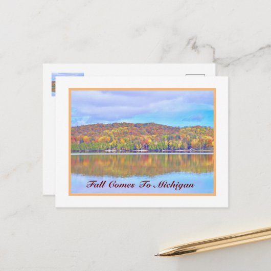 FALL KOMMT NACH MICHIGAN POSTKARTE (Vorderseite/Rückseite Beispiel)