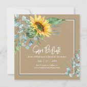 Fall Kraft Papier Sonnenblume Eukalyptus Save The Date (Vorderseite)