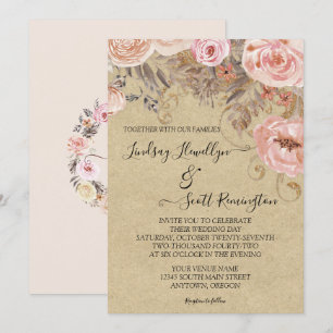 Fall Kraft Pink Erdfarben Rose Gold Einladung