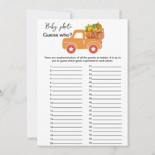 Fall Kürbis Baby Dusche raten, wer Spiel