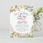 Fall-Kürbis-Herbst-Geschlecht decken Einladung auf (Stehend Vorderseite)