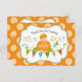 Fall-Kürbis-Jungen-GoldGlitzer danken Ihnen Dankeskarte (Vorne/Hinten)