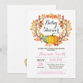 Fall-Kürbis-Mädchen-Babyparty-Einladungs-Karte Einladung (Vorne/Hinten)