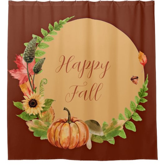 Fall Kürbis und Natur mit anpassbarem Text Duschvorhang (Vorderseite)