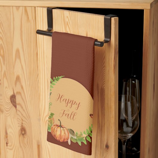 Fall Kürbis und Natur mit anpassbarem Text Geschirrtuch (Drittel gefaltet)