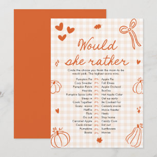 Fall-Kürbis-Würde-Sie-Vielmehr-Baby-Shower-Spiel Einladung