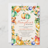 Fall-Kürbis-Zwillings-Babyparty-Einladung Einladung (Vorderseite)