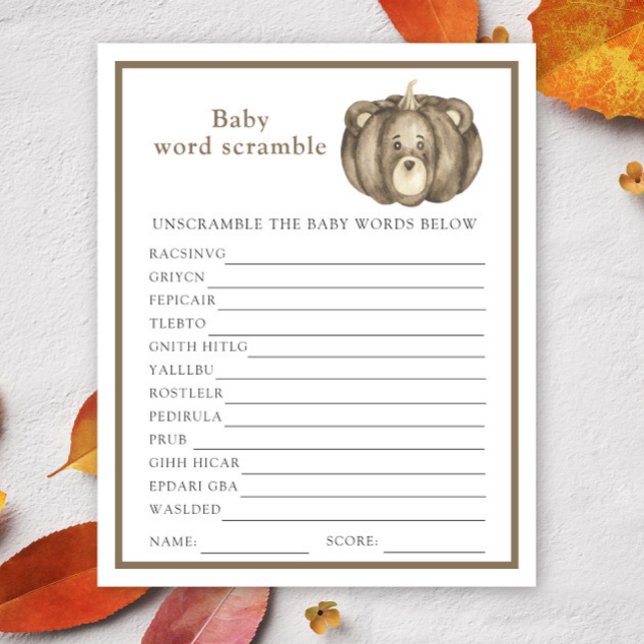 Fall Kürbisbär - Baby Word Scramble Game (Von Creator hochgeladen)