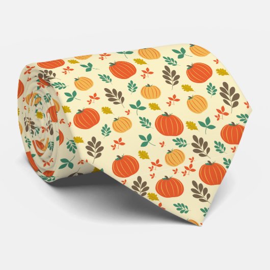 Fall-Kürbise und Blätter Krawatte (Gerollt)