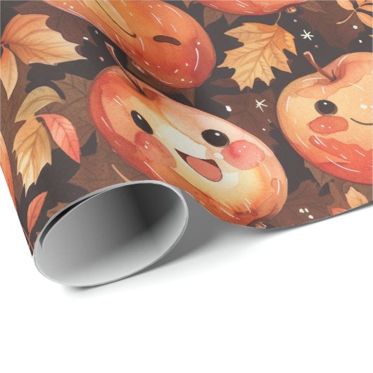 Fall Lächeln Pumpkins Erntedank Geschenkpapier (Rolleneckpunkt)