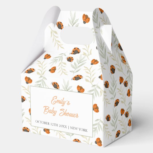 Fall Ladybug Greenery Baby Shower Geschenkschachtel (Rückseite)