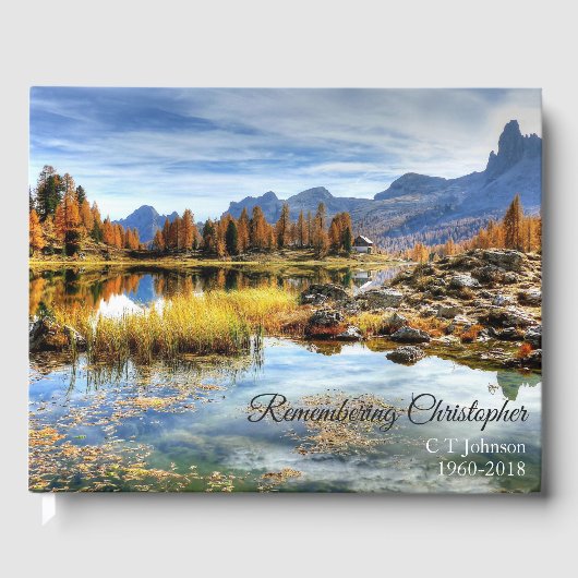Fall Lake Reflection Beerdigung Beileid Gästebuch (Vorderseite)