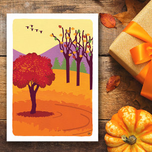 Fall Landscape Trees, Leaves Blank Card Karte