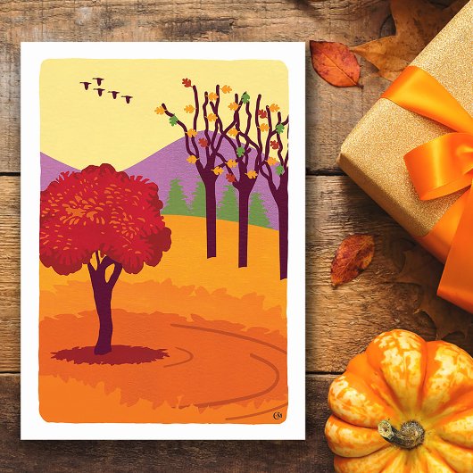 Fall Landscape Trees, Leaves Blank Card Karte