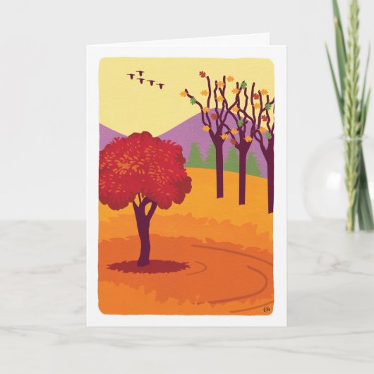 Fall Landscape Trees, Leaves Blank Card Karte (Vorderseite)