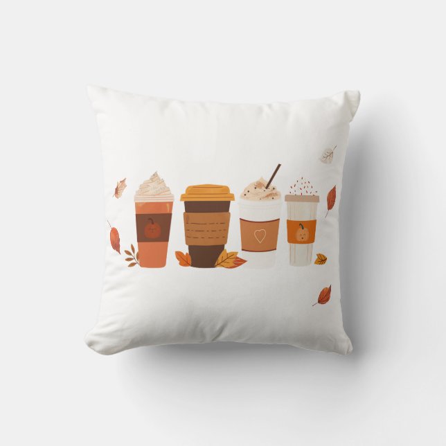 Fall Latte & Pumpkin Pillow Kissen (Vorderseite)