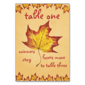 Fall Leaf Bunco Table Card #1 Tischnummer (Vorderseite)
