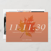 Fall Leaf Burnt Orange Terracotta 3 Foto Wedding Save The Date (Vorne/Hinten)