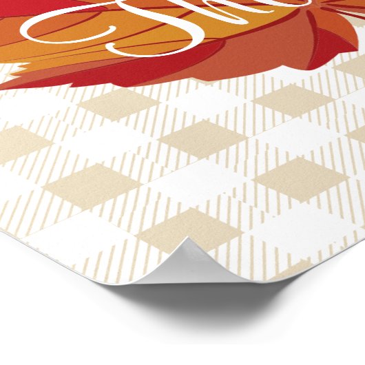 Fall Leaf Danke White Kariert Poster (Ecke)