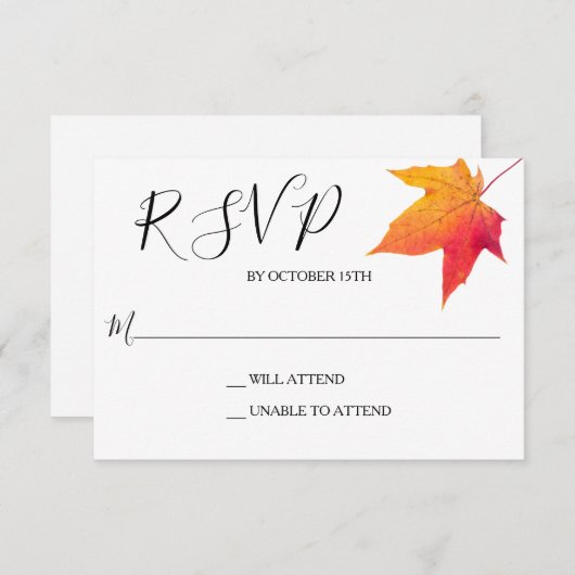 Fall Leaf Elegant Reaktion auf Hochzeiten UAWG RSVP Karte (Vorne/Hinten)
