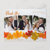 Fall Leaf Erntedank Hochzeit Foto Vielen Dank Postkarte (Vorderseite)