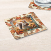 Fall Leaf Funny Squirrel Paper Untersetzer (angewinkelt)