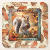 Fall Leaf Funny Squirrel Paper Untersetzer (Vorderseite)