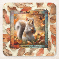 Fall Leaf Funny Squirrel Paper Untersetzer