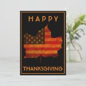FALL LEAF GLÜCKLICH DANKSGIVING USA FLAG EINLADUNG (Stehend Vorderseite)
