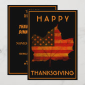 FALL LEAF GLÜCKLICH DANKSGIVING USA FLAG EINLADUNG (Vorne/Hinten)
