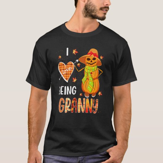 Fall Leaf Granny Pumpkin Snowman Thanksgiving Autu T-Shirt (Vorderseite)