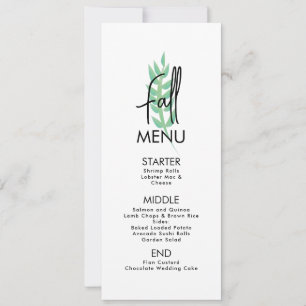 Fall Leaf Greenerity Wedding Holiday Menu Card Feiertagskarte