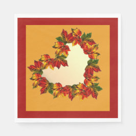 Fall Leaf Heart Paper Napkin Serviette