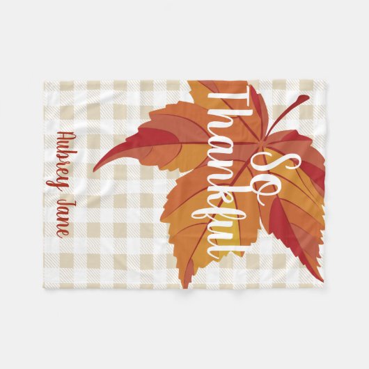 Fall Leaf & Kariert Baby's First Erntedank Fleecedecke (Vorderseite (Horizontal))