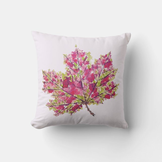 Fall Leaf Kunst - Boho Wasserfarbe Lila Kissen (Vorderseite)
