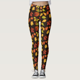 Fall Leaf Muster auf Brown Leggings