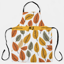 Fall Leaf Muster Monogramm Floral Botanisch Schürze