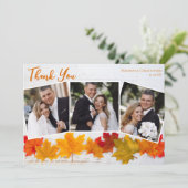 Fall Leaf Newlywed Foto Wedding Dankeskarte (Stehend Vorderseite)