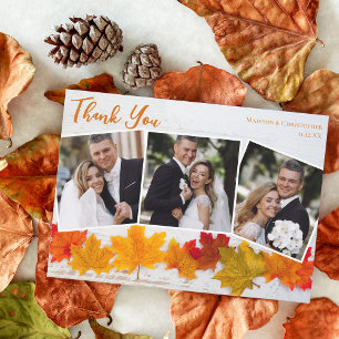 Fall Leaf Newlywed Foto Wedding Dankeskarte