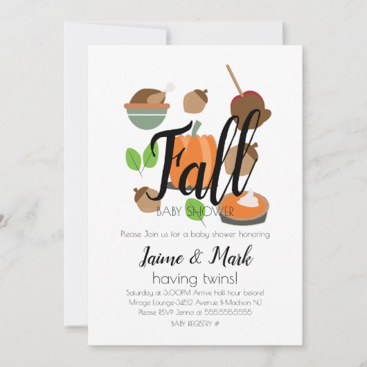 Fall Leaf Pumpkin Pie Baby Dusche Einladung (Vorderseite)