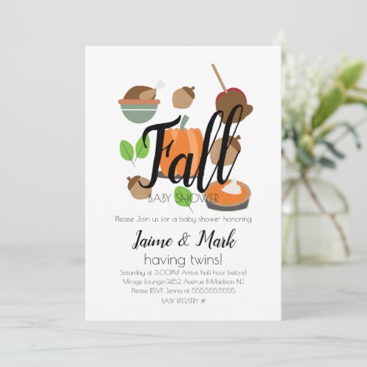 Fall Leaf Pumpkin Pie Baby Dusche Einladung (Stehend Vorderseite)