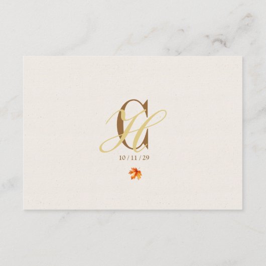 Fall Leaf Rustikale Beige Herbst Hochzeit QR-UAWG Begleitkarte (Rückseite)