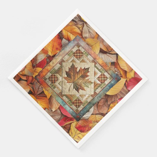 Fall Leaf Rustikales Herbstpapier Napkin Serviette (Ecke)