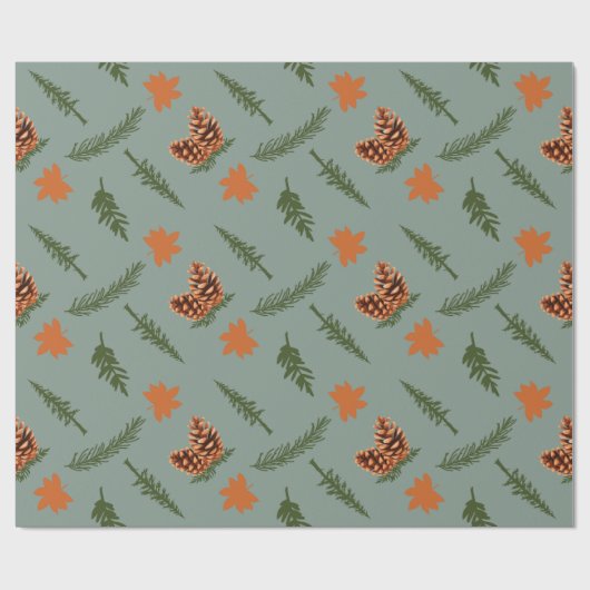 Fall Leaf und Pinecone Nahtlose Wrapping Paper Art Geschenkpapier (Flach)