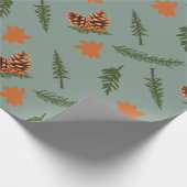 Fall Leaf und Pinecone Nahtlose Wrapping Paper Art Geschenkpapier (Ecke)