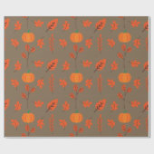 Fall Leaf und Pumpkin Nahtlose Wrapping Paper Joy Geschenkpapier (Flach)