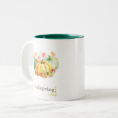 Fall Leaf Watercolor Pumpkins Erntedank Zweifarbige Tasse (Vorderseite Links)
