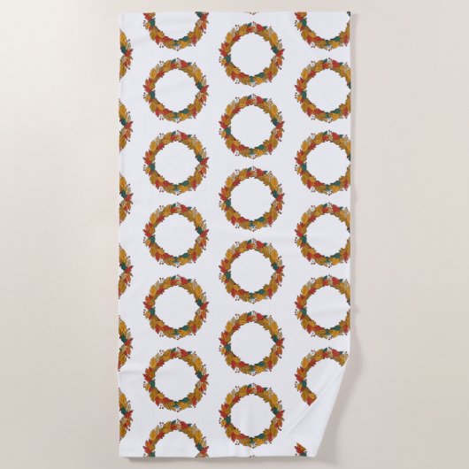 Fall Leaf Wreath Circle Strandtuch (Vorderseite)